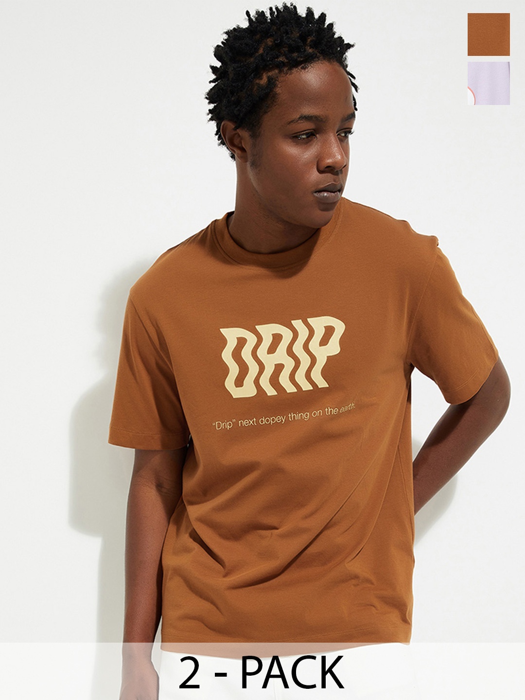 

Max URB_N Pack of 2 Men Graphic Print T-shirt, Brown