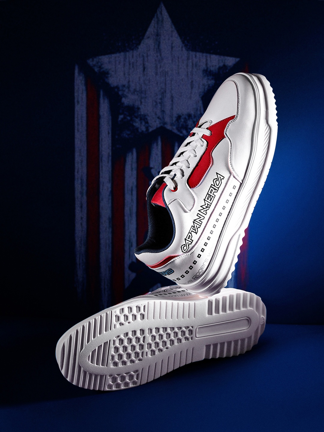 

MARVEL STREET Men Captain America Printed Sneakers, White