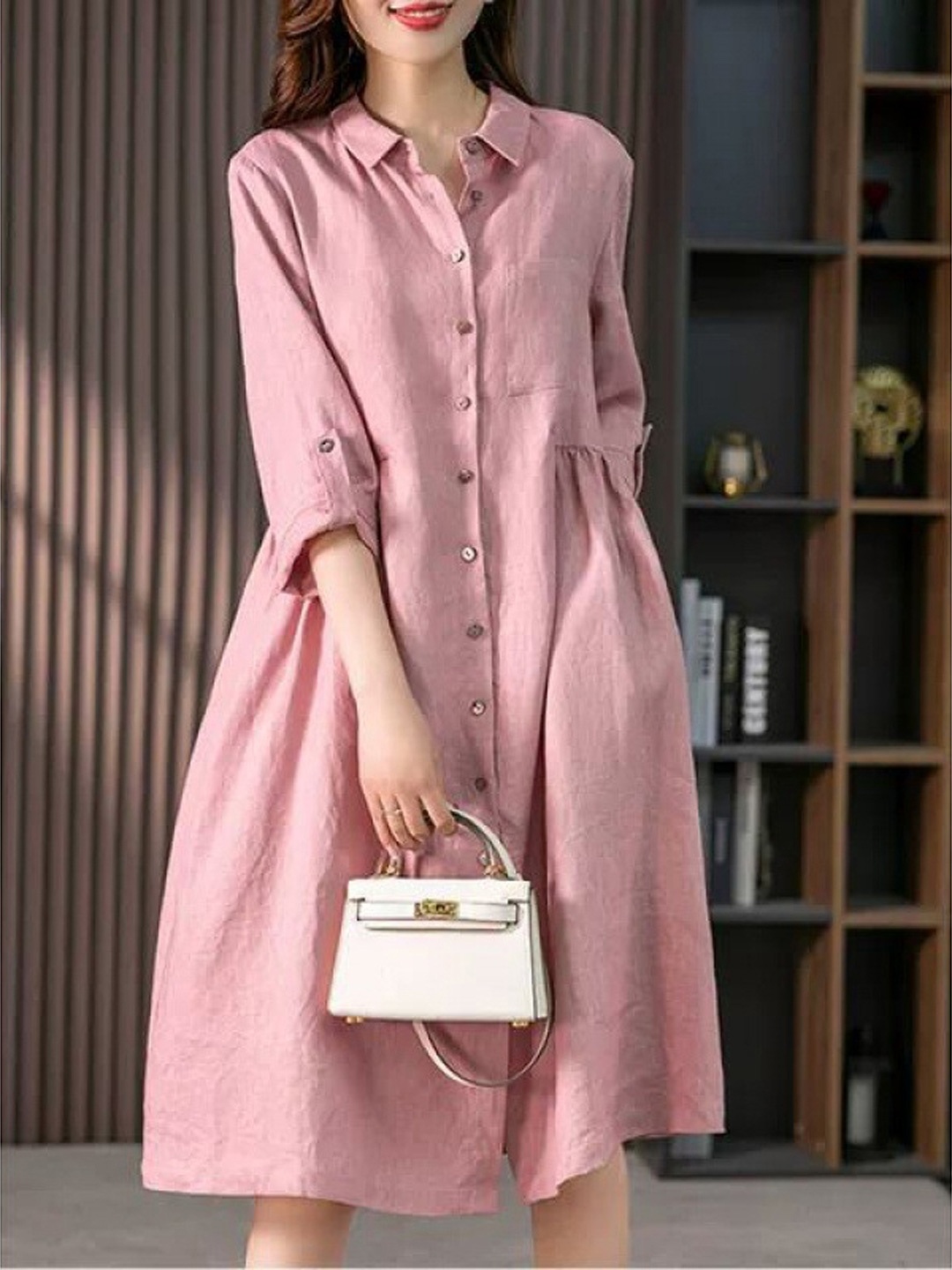 

StyleCast Puff Sleeve Georgette A-Line Dress, Peach