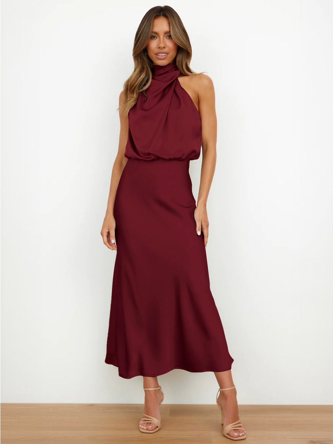 

StyleCast V-Neck Puff Sleeves Maxi Empire Dress, Red
