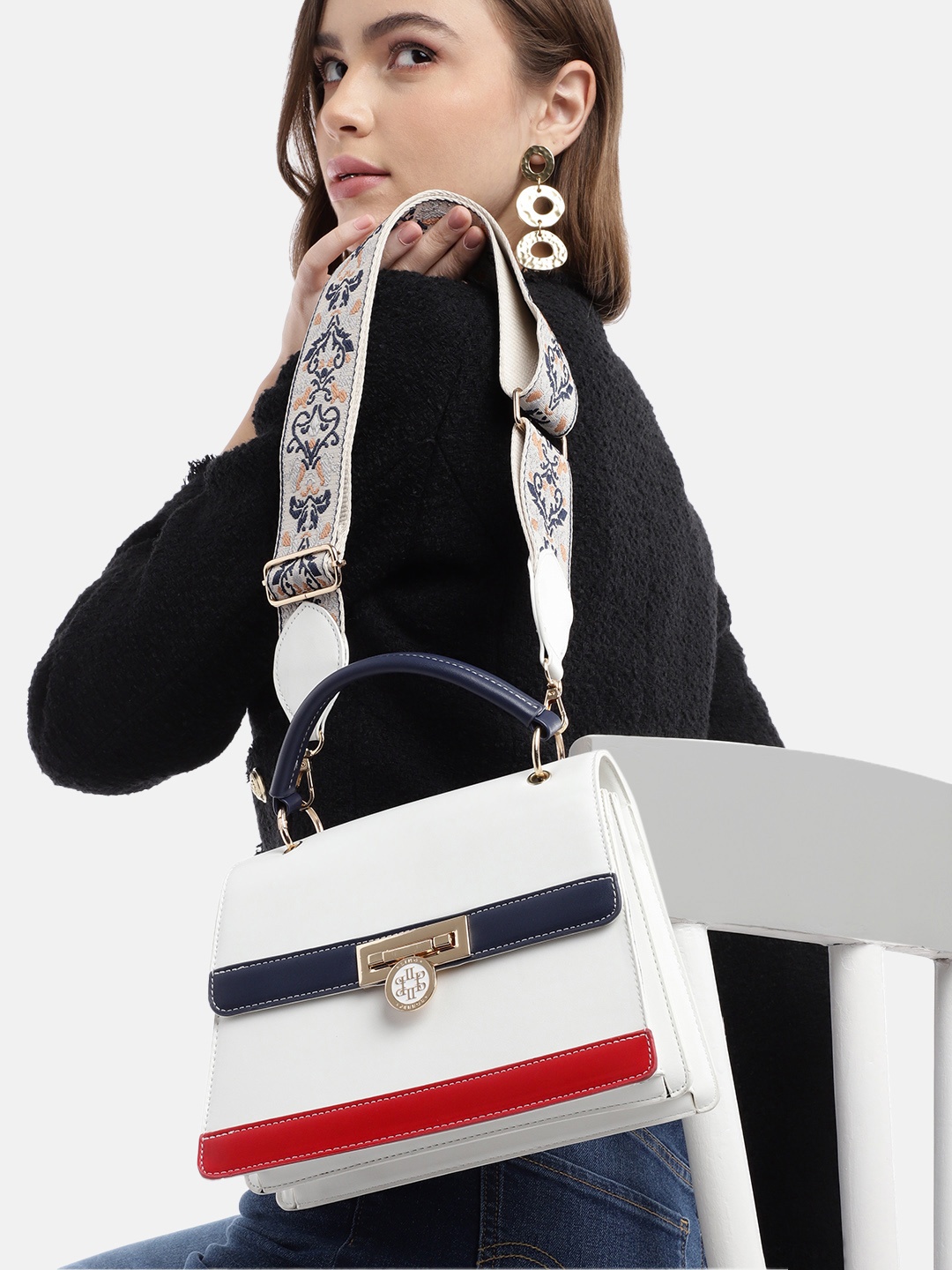 

Lino Perros Colourblocked Structured Satchel Bag, White