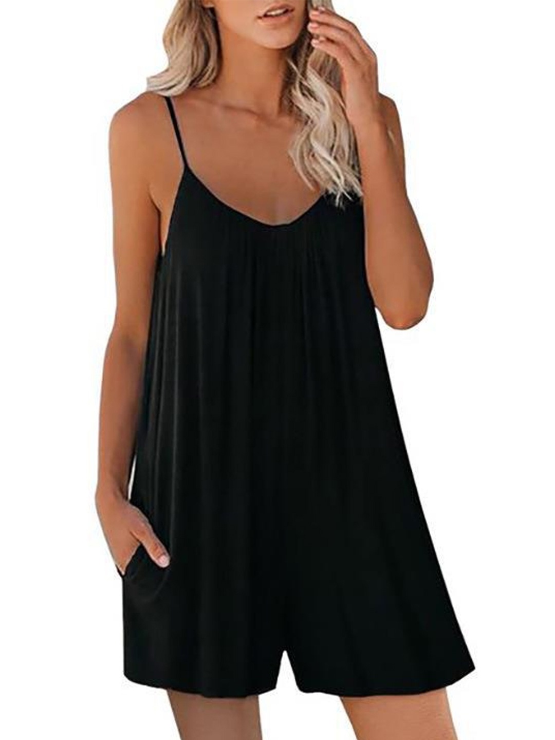 

StyleCast Women Floral Print Shoulder Straps Maxi Dress, Black