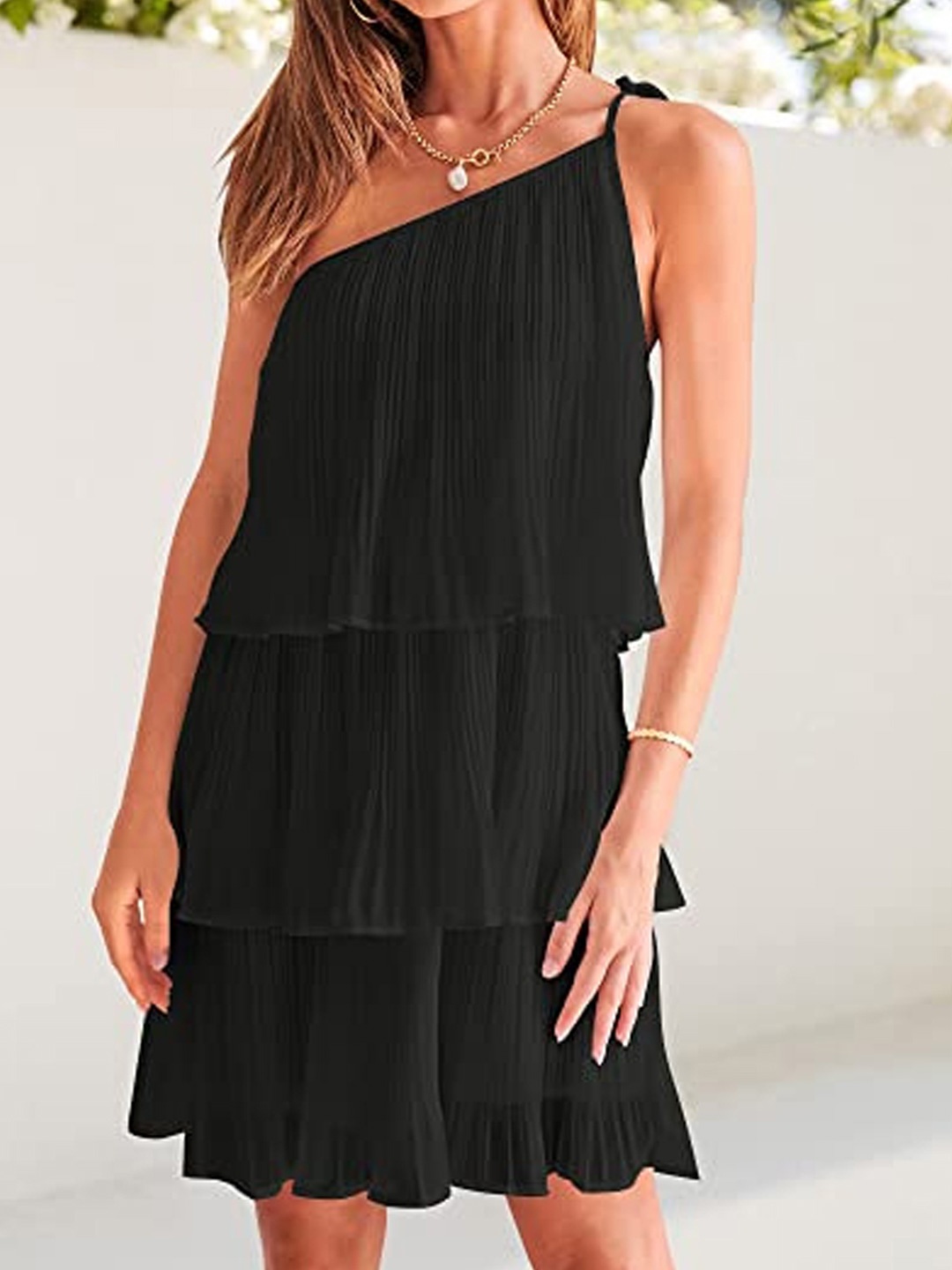 

StyleCast Striped Tie-Up Detail Sheath Mini Dress, Black