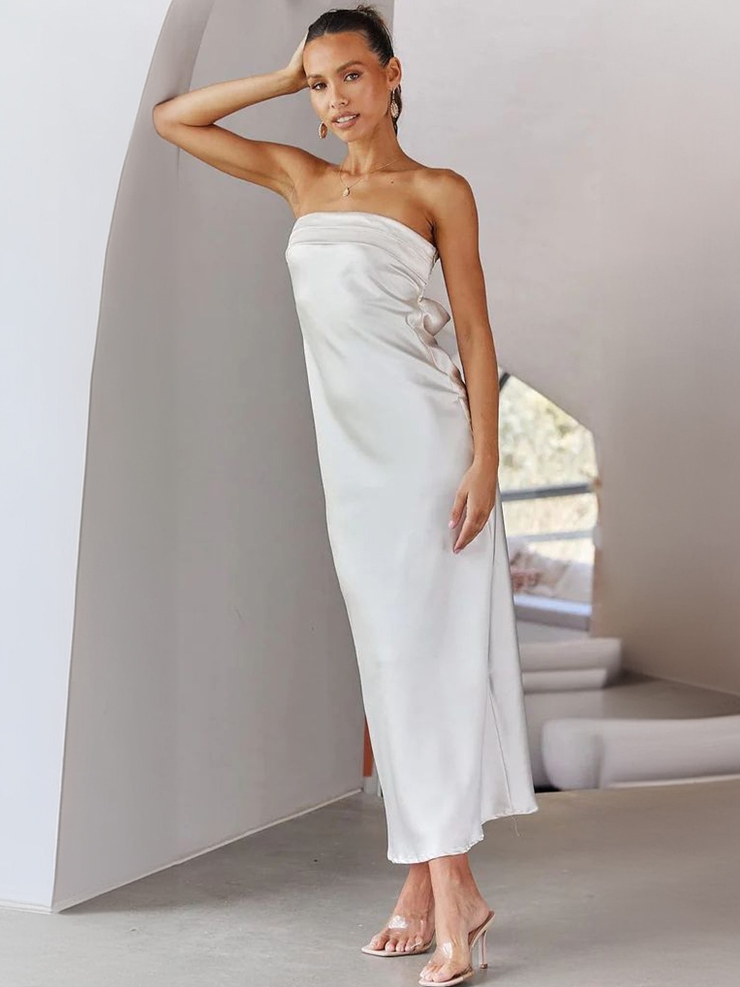 

StyleCast Tropical Printed Georgette Maxi Midi Dress, White