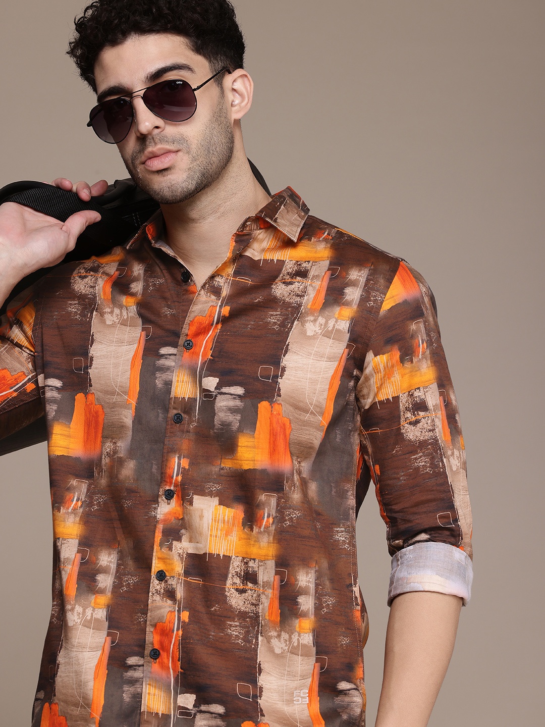 

French Connection Slim Fit Abstract Printed Pure Cotton Casual Shirt, Multi