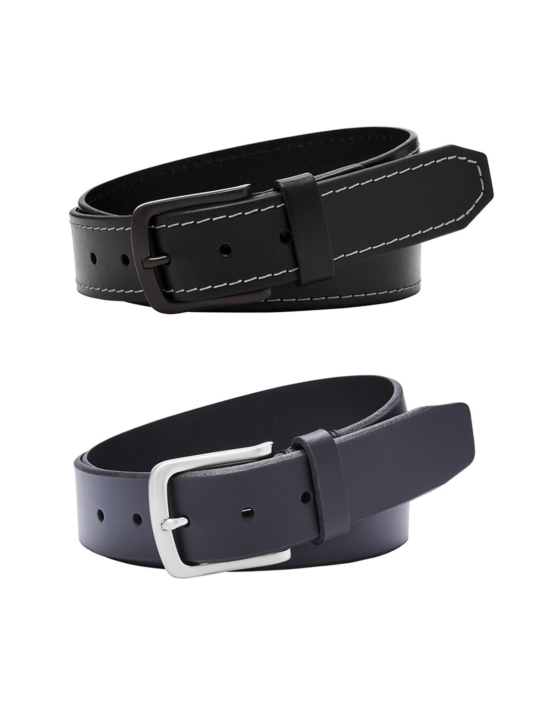 

Fossil Men Set Of 2 Leather Formal Belts, Black