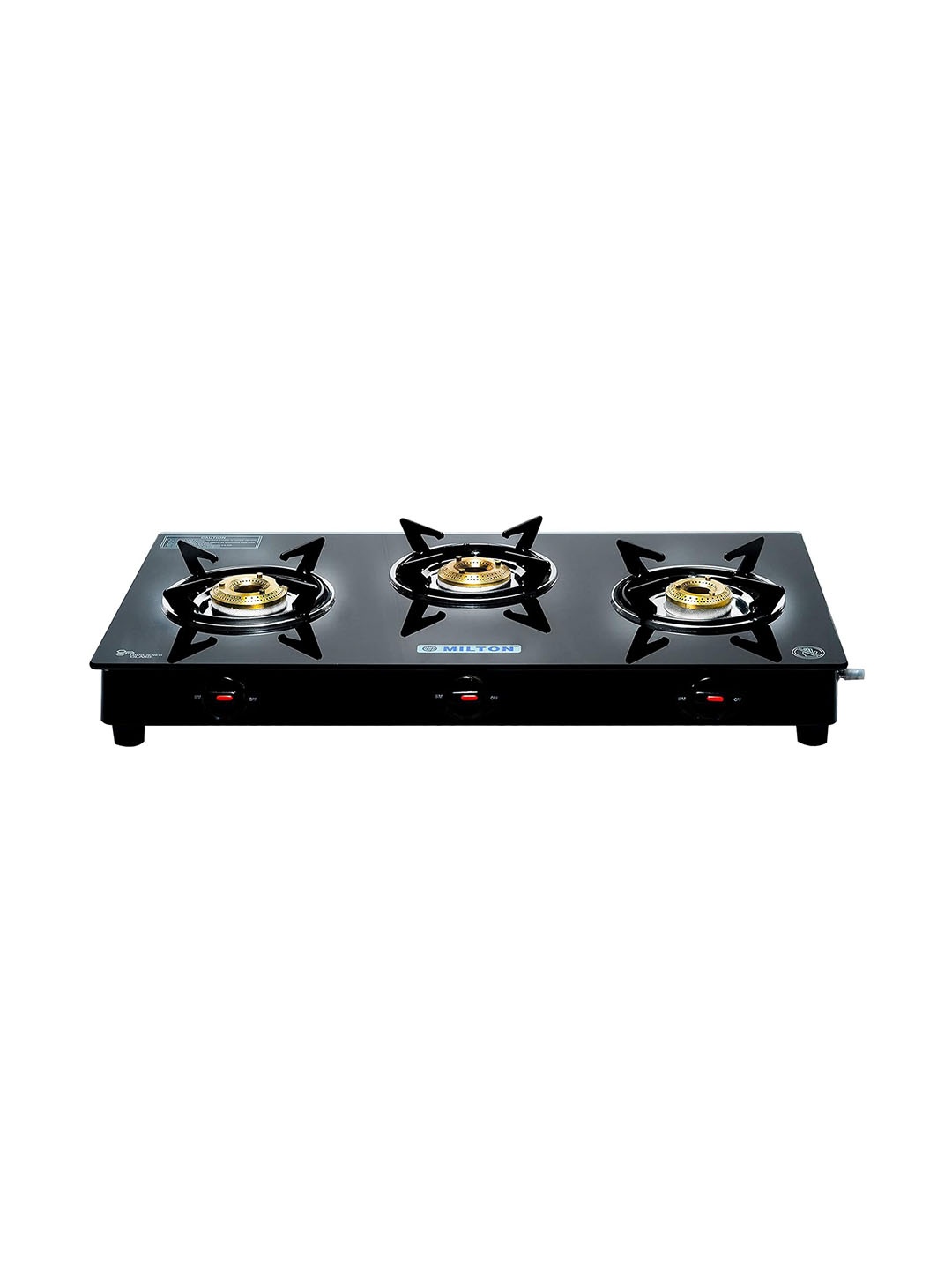 

Milton Premium Black 3 Burner Manual Ignition LPG Glass Top Gas Stove