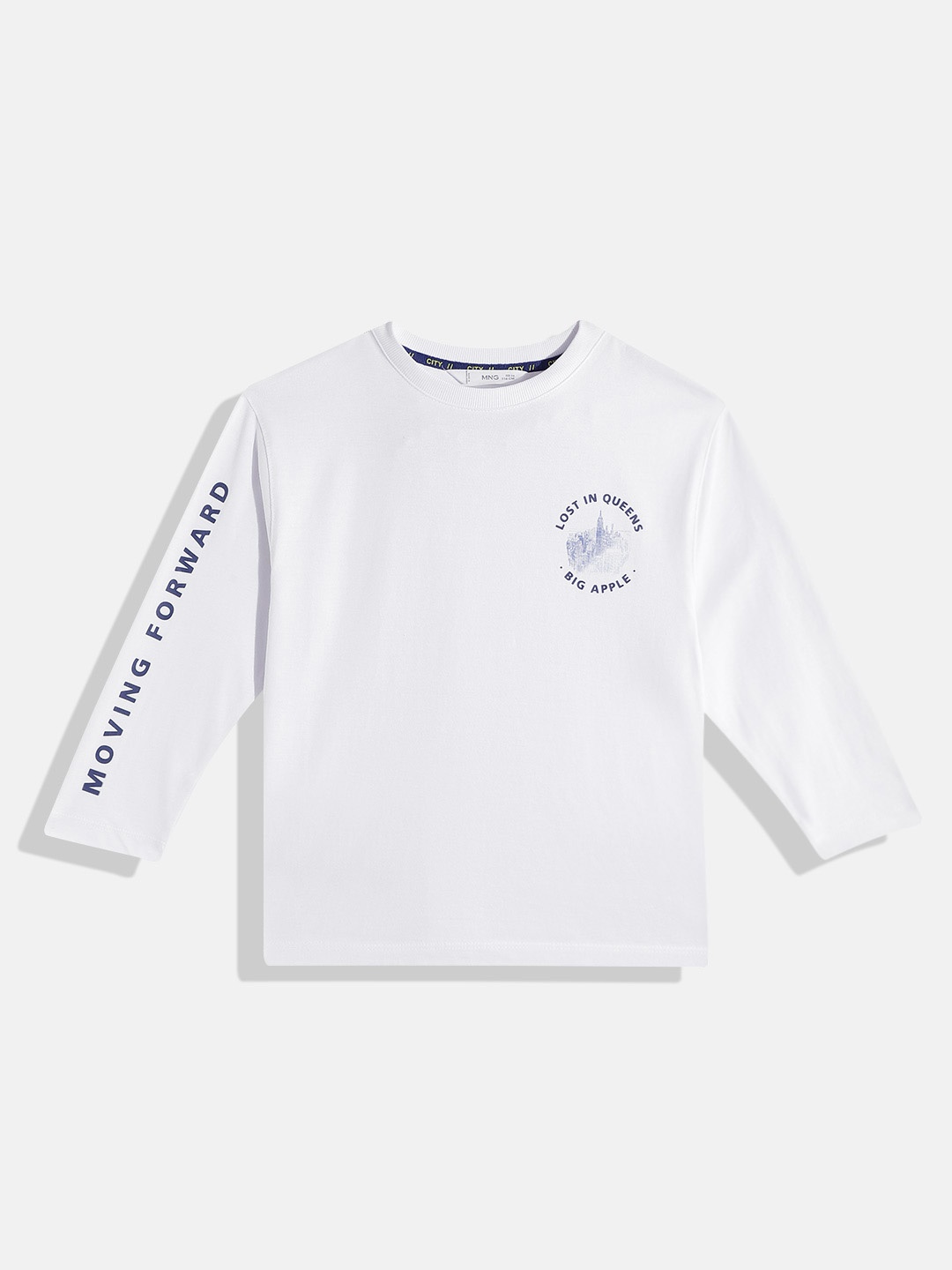 

Mango Kids Boys Cotton Typography Printed T-shirt, White