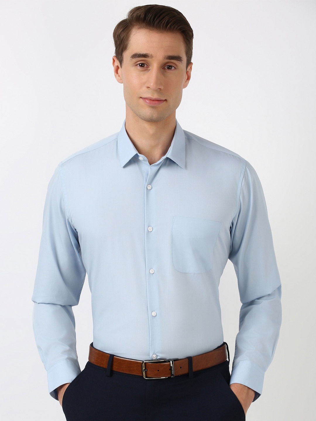 

Peter England Men Opaque Formal Shirt, Blue