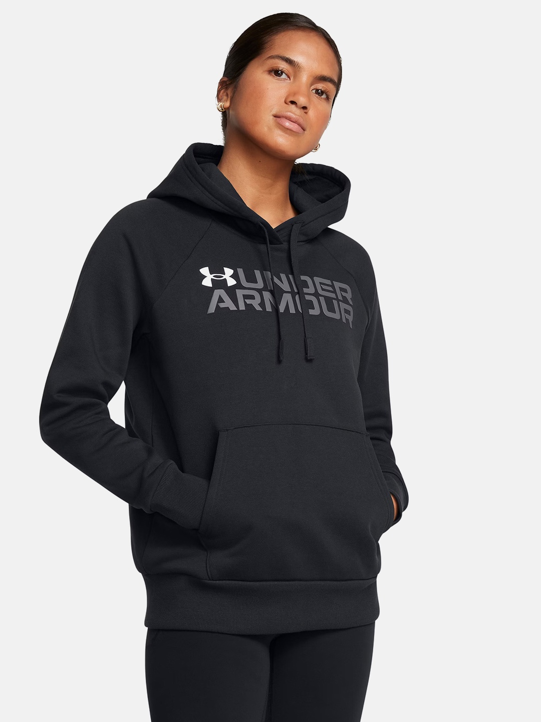 

UNDER ARMOUR Printed Rival Fleece Wordmark Sweatshirt, Black