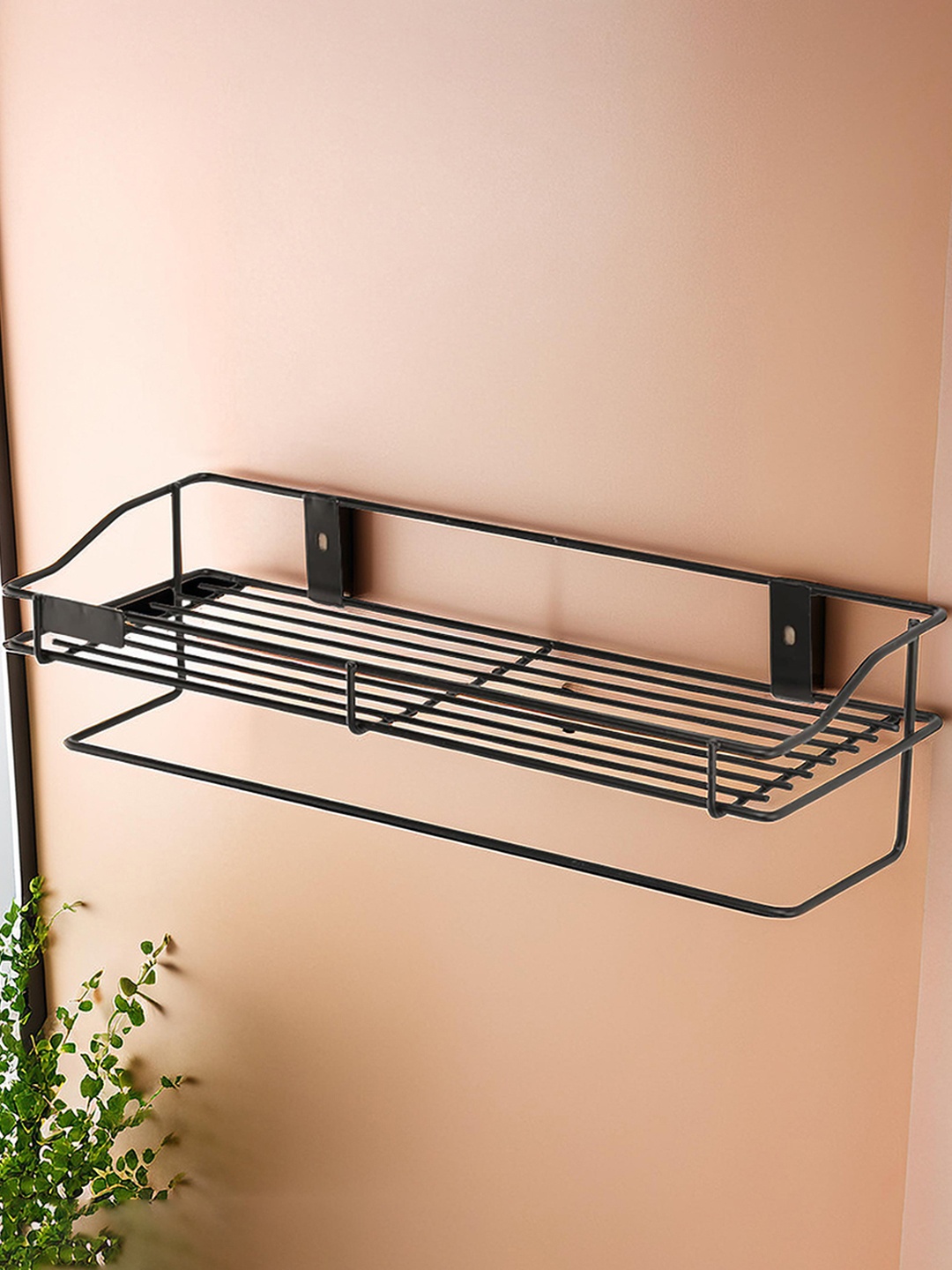 

Kuber Industries Black Metal Shelf Storage Rack for Wall