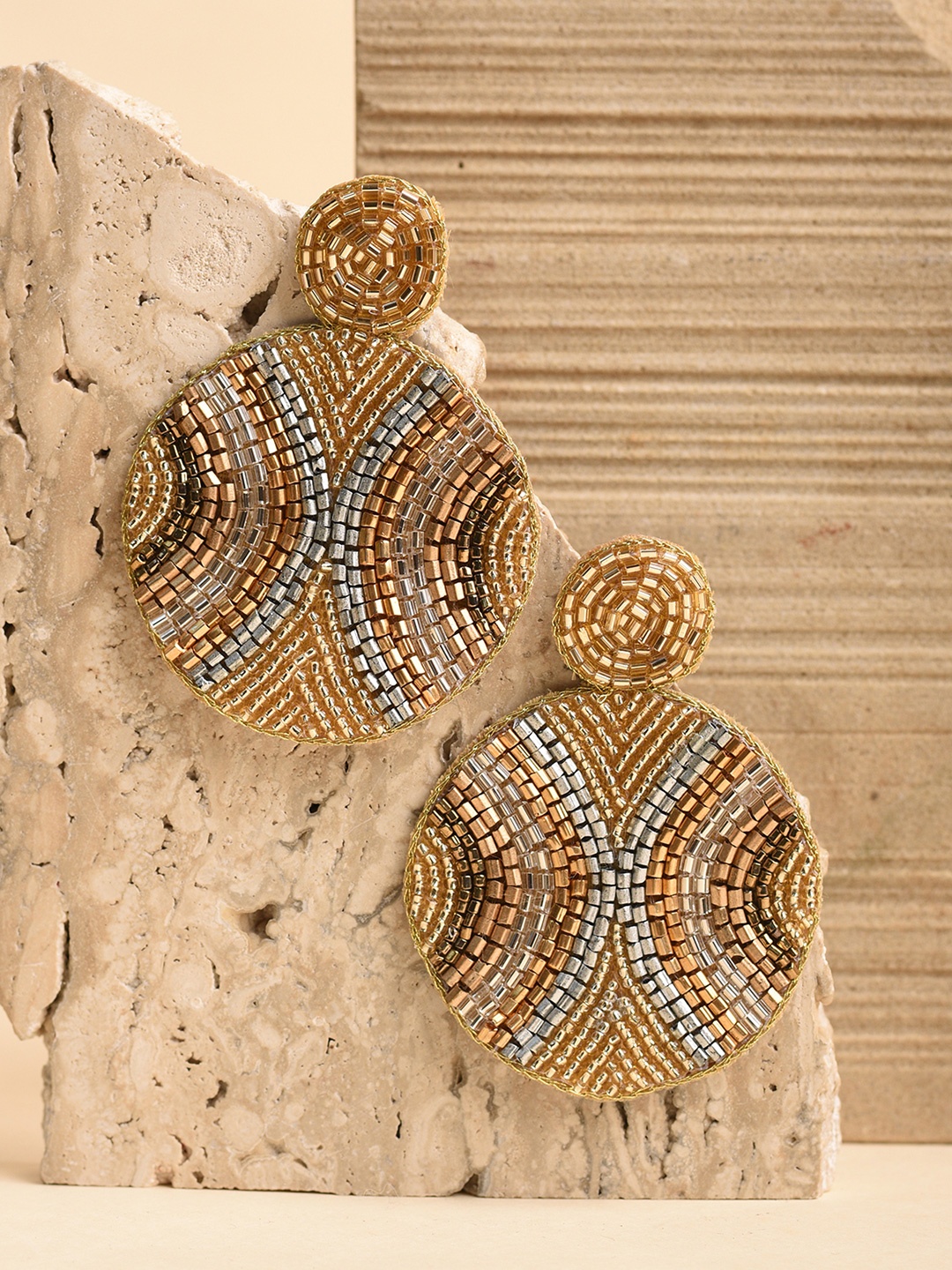 

XPNSV Bohemian Beaded Statement Drop Earrings, Gold