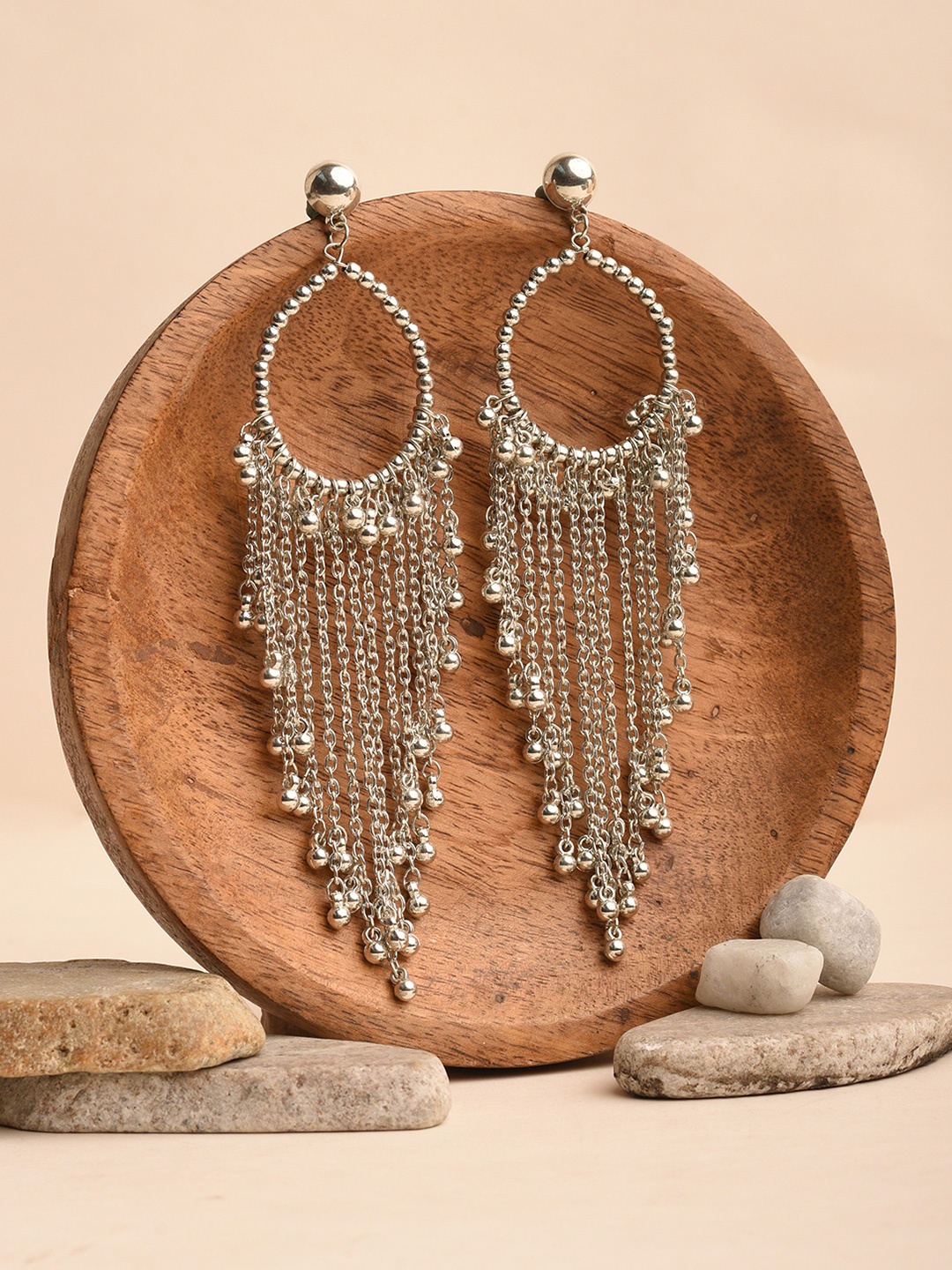 

XPNSV Bohemian Ghungroo Drop Earrings, Silver