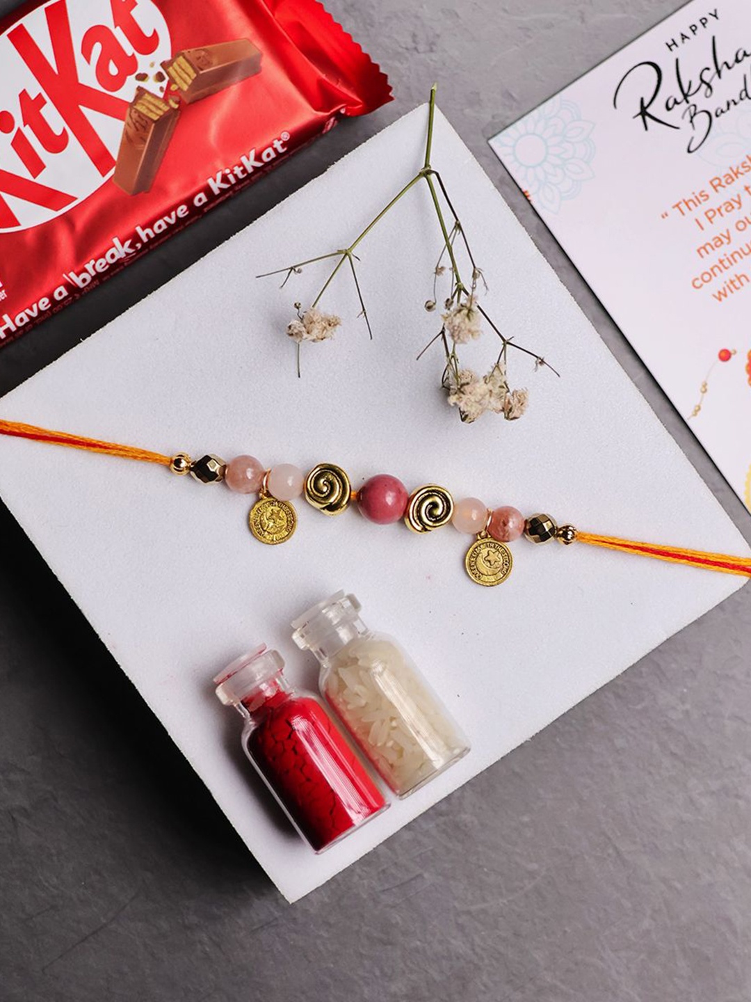 

Shubhanjali Set Of 2 Beaded Thread Rakhis, Red