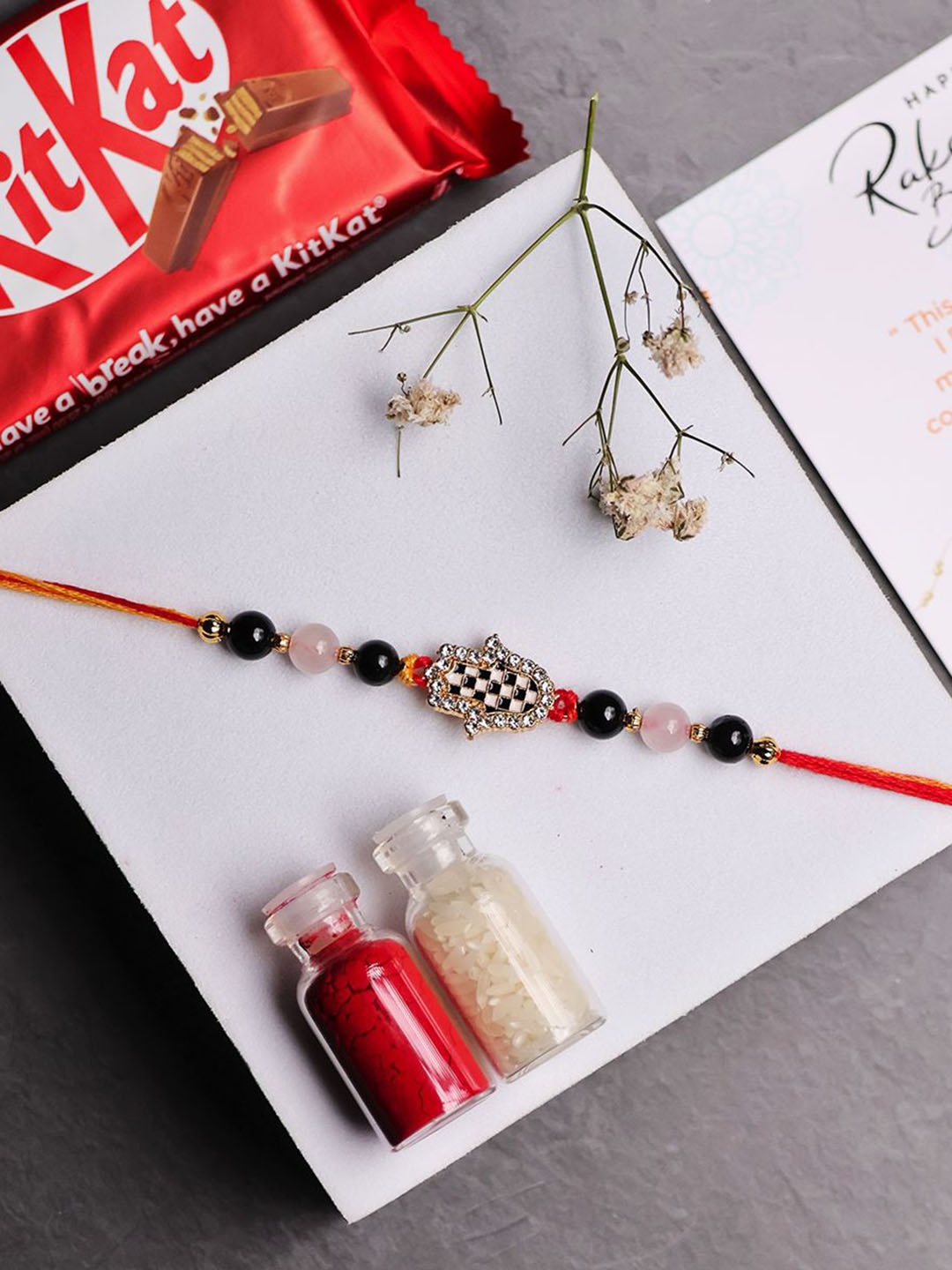 

Shubhanjali Set Of 2 Beaded Thread Rakhis, Red