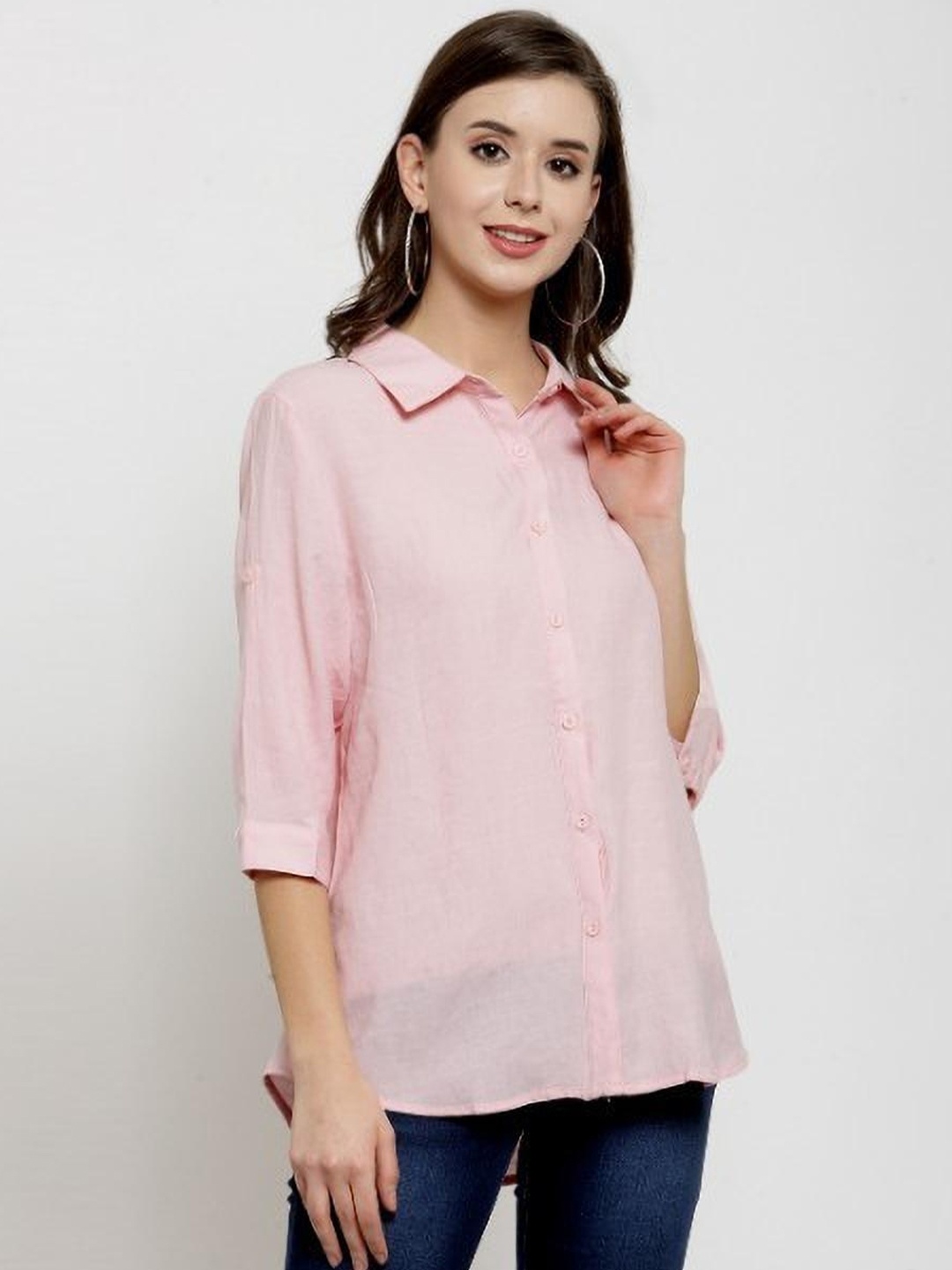 

Global Republic Women Classic Opaque Casual Shirt, Pink
