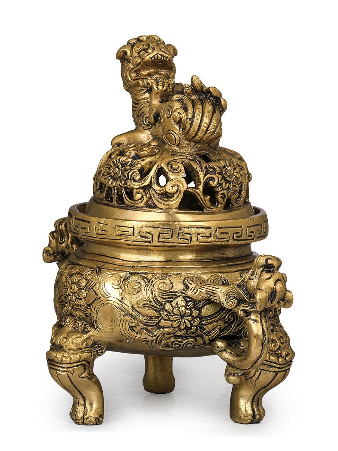 

Exotic India 7" Dragon Incense Burner in Brass, Gold
