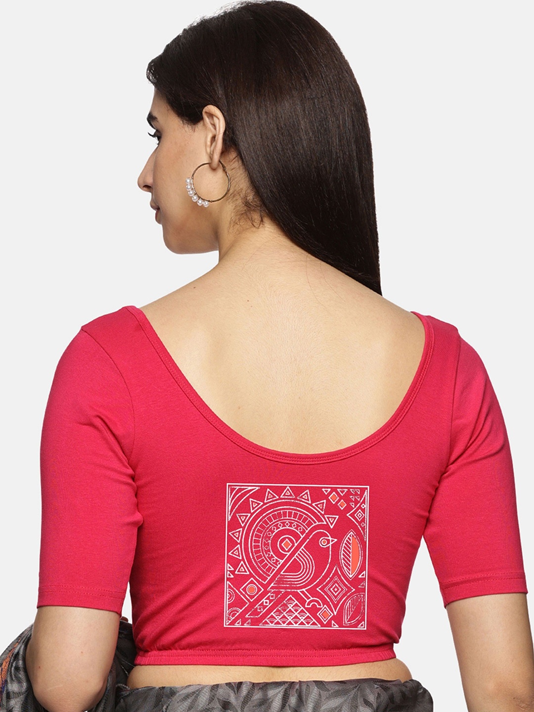 

NOT YET by us Solid Round Neck Saree Blouse, Pink