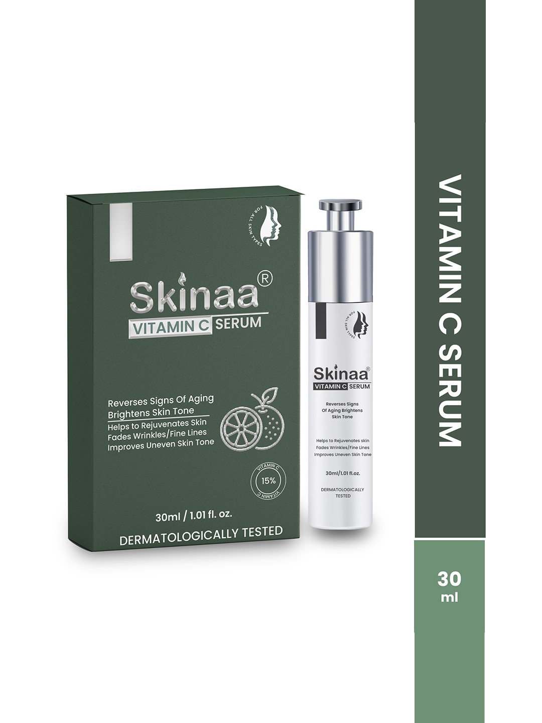 

SKINAA Rejuvenating & Anti-Aging Vitamin-C Infused Serum- 30ml, Green