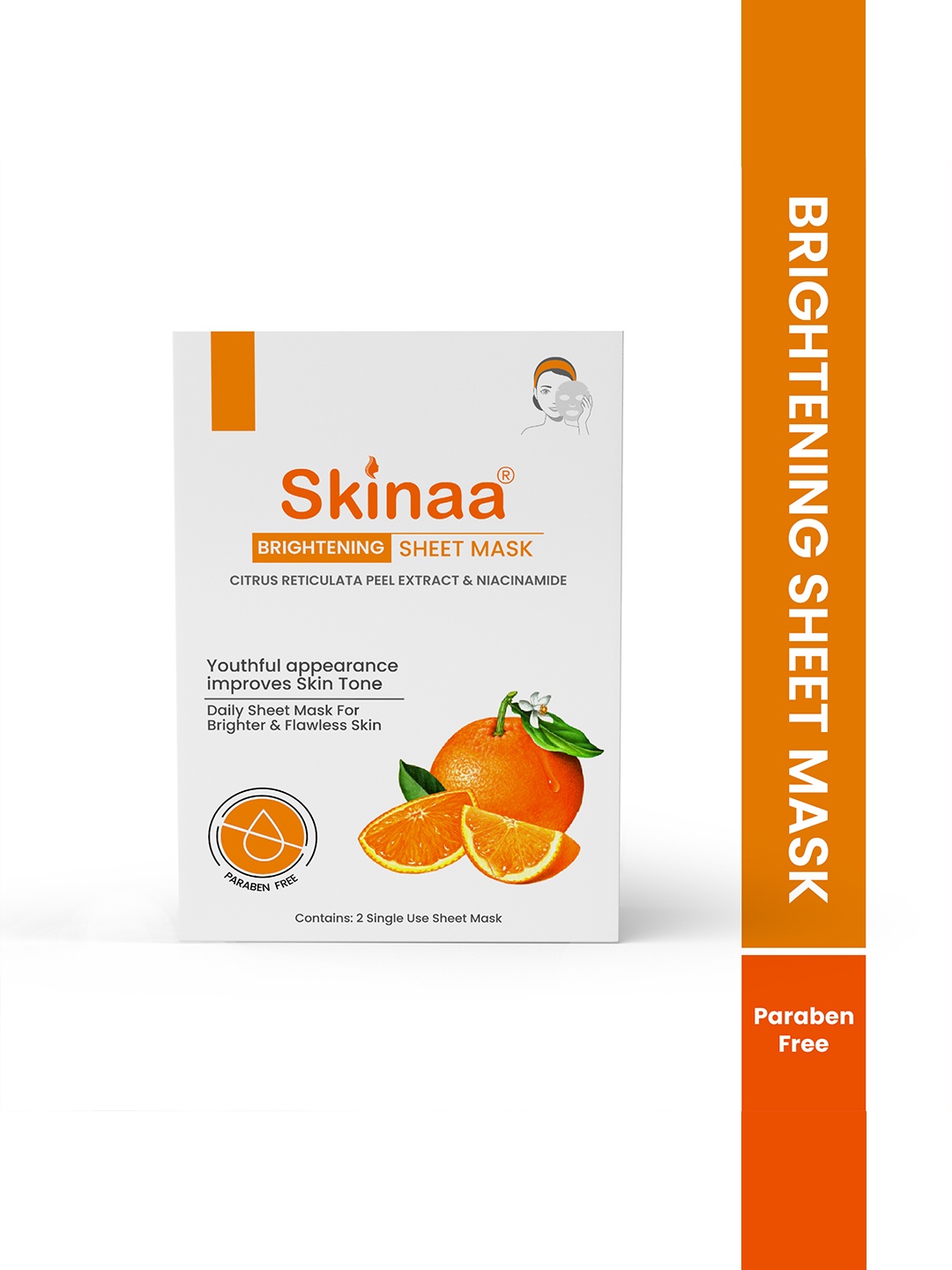 

SKINAA 2 Pcs Brightening Sheet Mask For Brighter & Flawless Skin - 18g Each, White