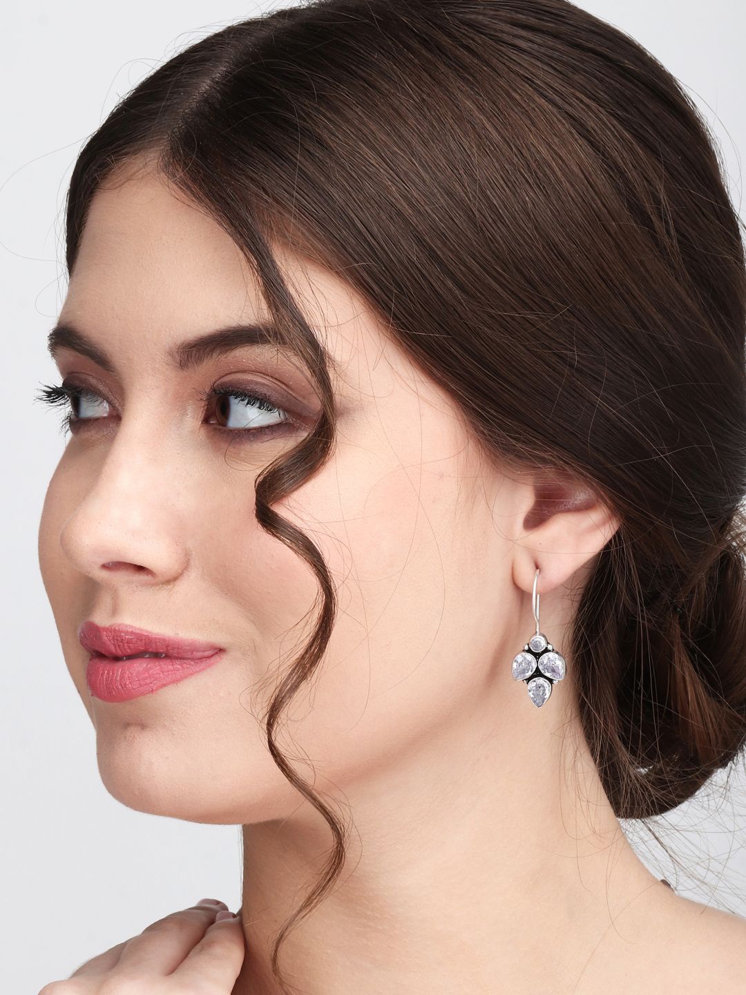 

Anvik Silver Plated Artificial Stones Drop Earrings