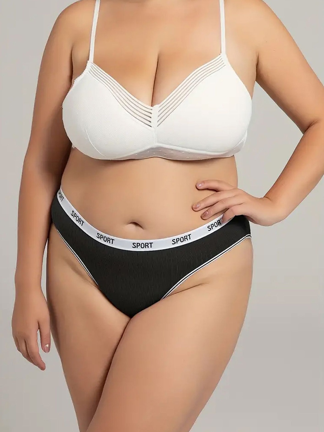 

LULU & SKY Women Plus Size Mid-Rise Bikini Briefs, Black