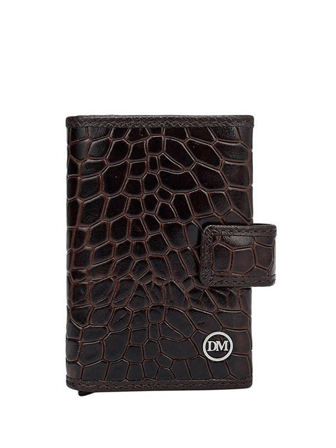 

Da Milano Unisex Animal Textured Leather Card Holder, Brown
