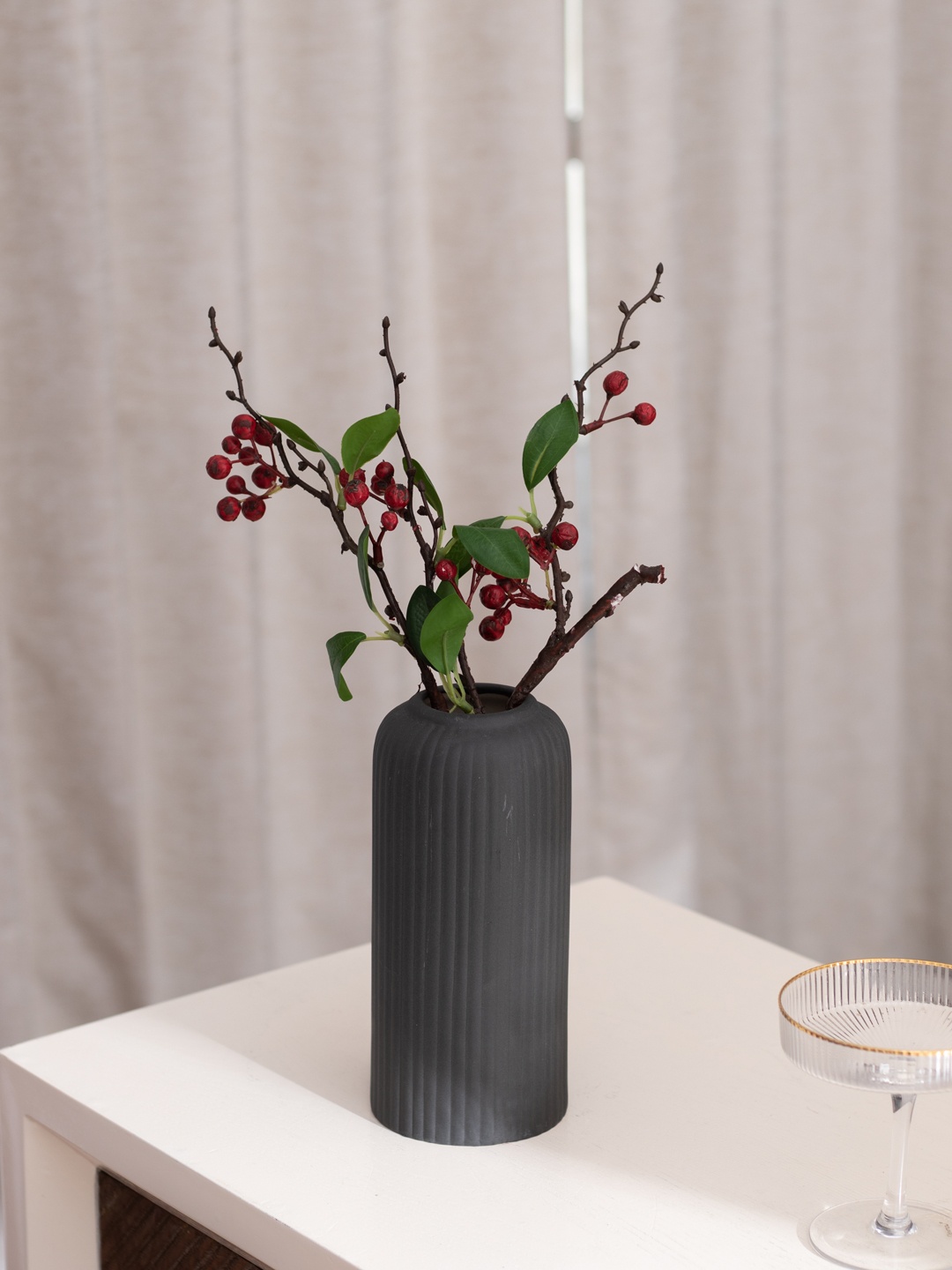 

The Decor Mantra Black Textured Ceramic Flower Vase