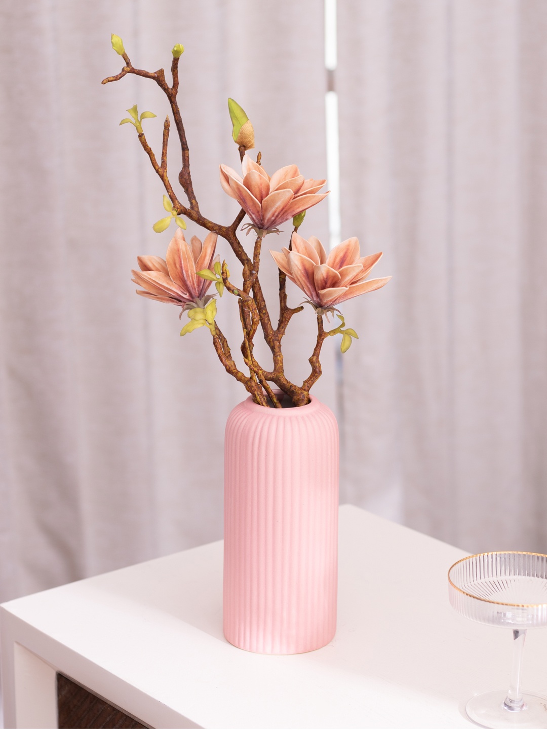 

The Decor Mantra Pink Textured Ceramic Flower Vase