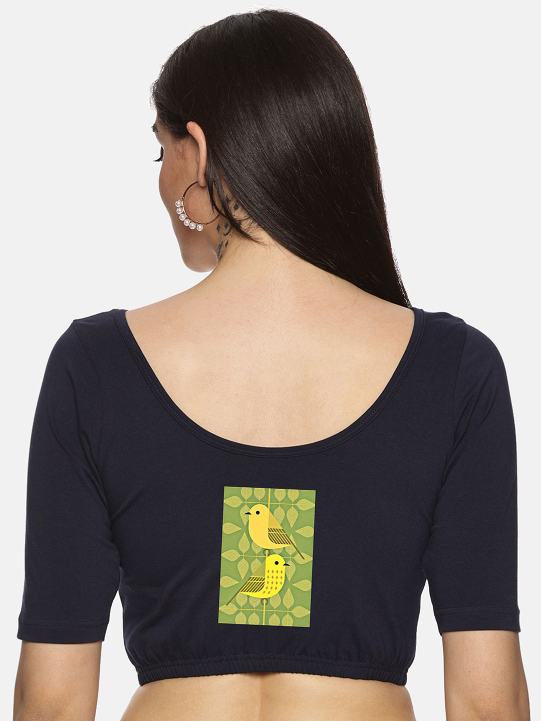 

NOT YET by us Back Print Saree Blouse, Navy blue