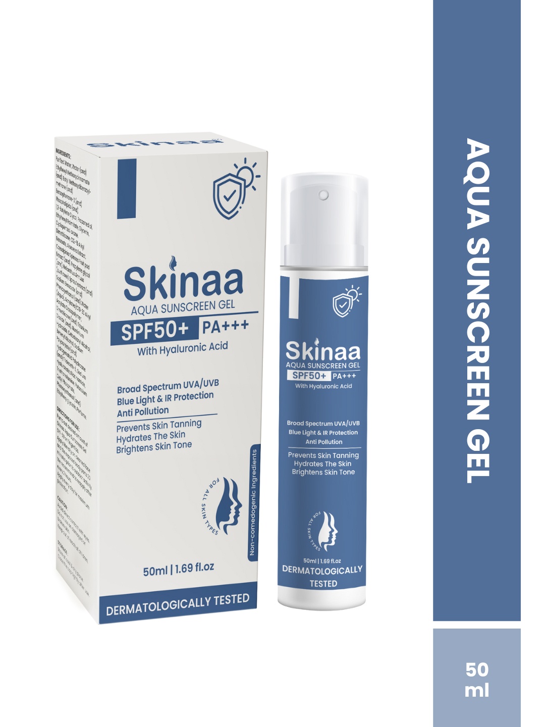 

SKINAA Aqua SPF 50+ PA+++ Sunscreen with Hyaluronic Acid - 50 ml, Blue