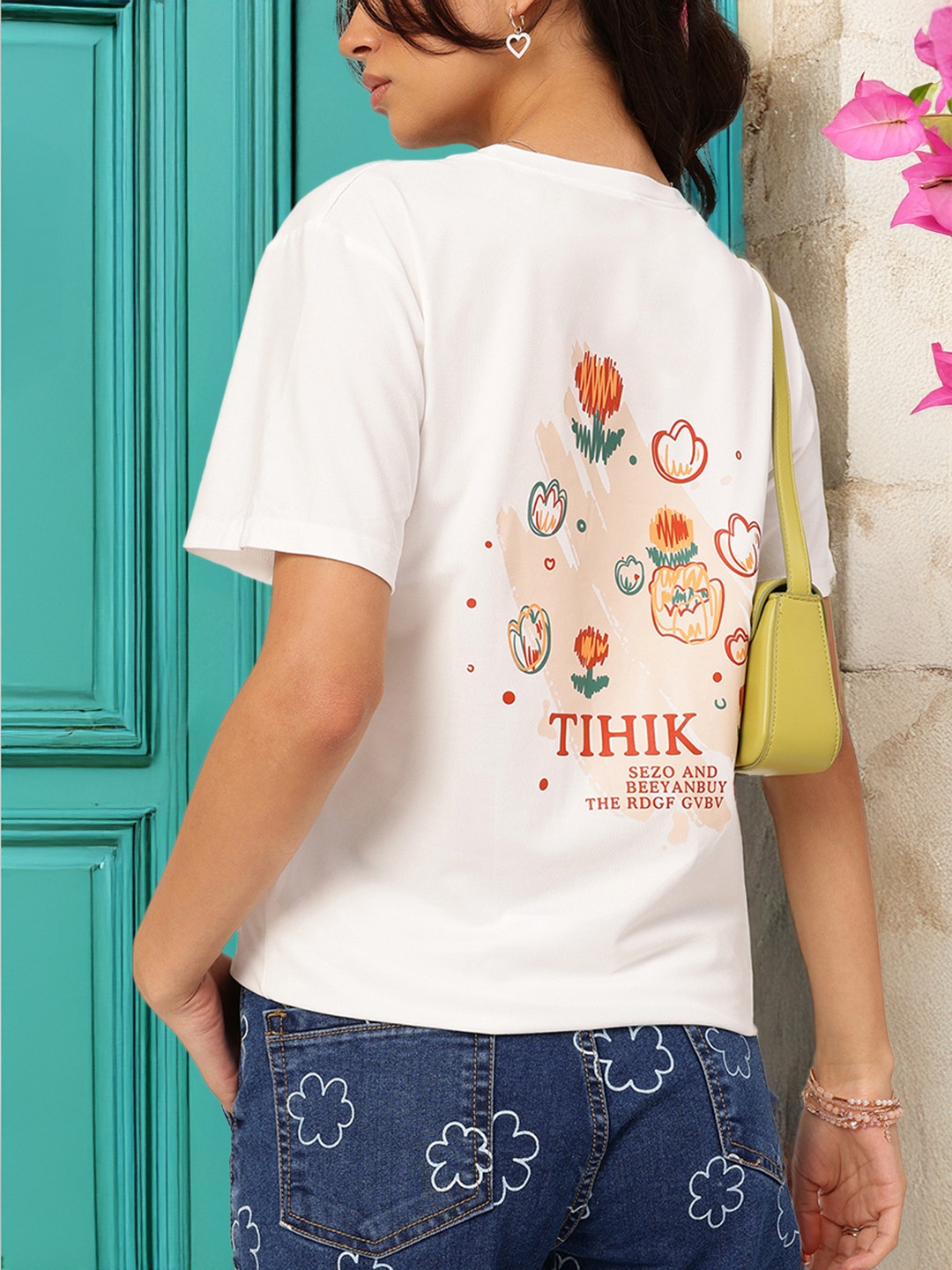 

DressBerry Graphic Printed Round Neck T-shirt, White