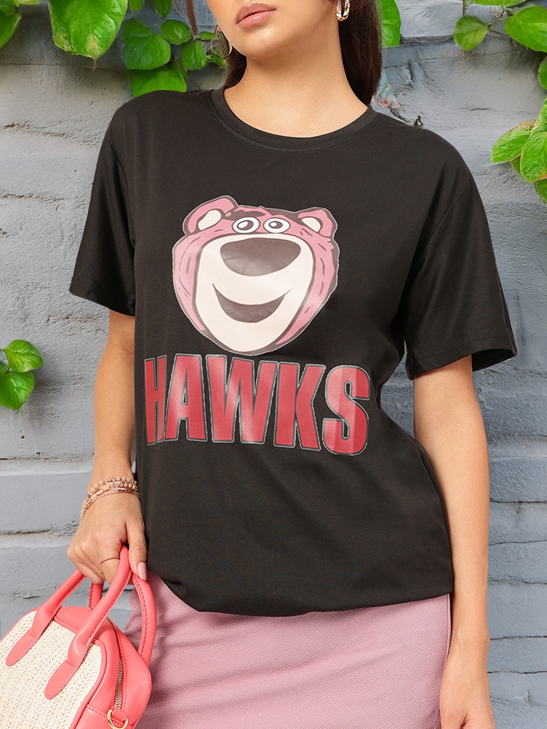 

DressBerry Lovin' Lotso Humour & Comic Print T-shirt, Black