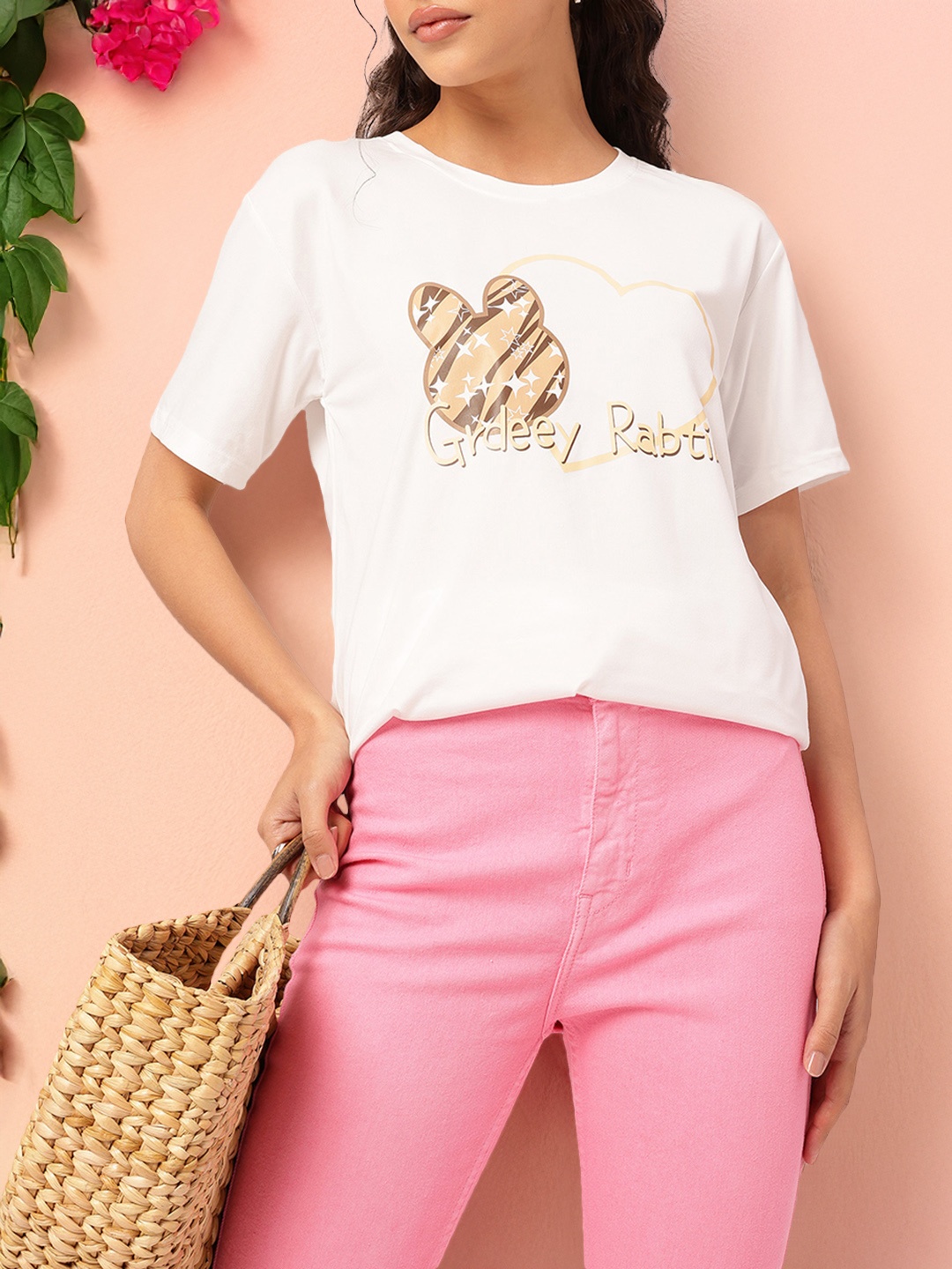 

DressBerry Hoppy Hour Drop-Shoulder Sleeve Tee, White