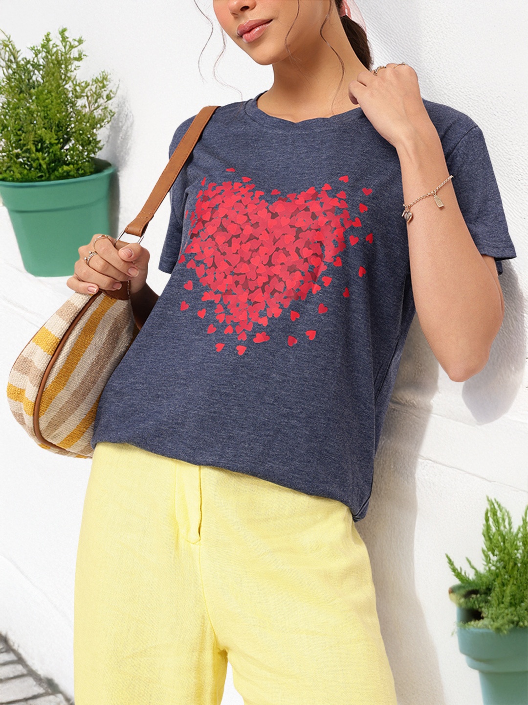 

DressBerry LoveCore Heart Printed Comfy Tee, Blue
