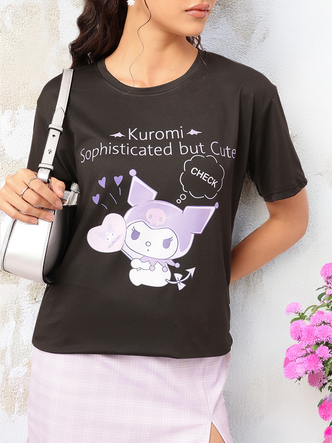 

DressBerry Kuromi Graffiti Drop-Shoulder Tee, Black