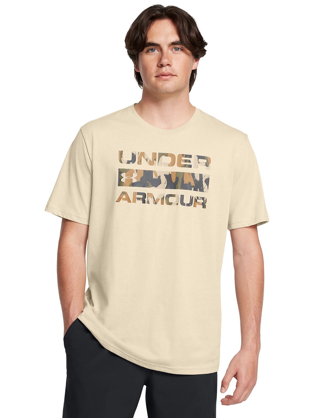 

UNDER ARMOUR Brand Logo Print T-shirt, Beige