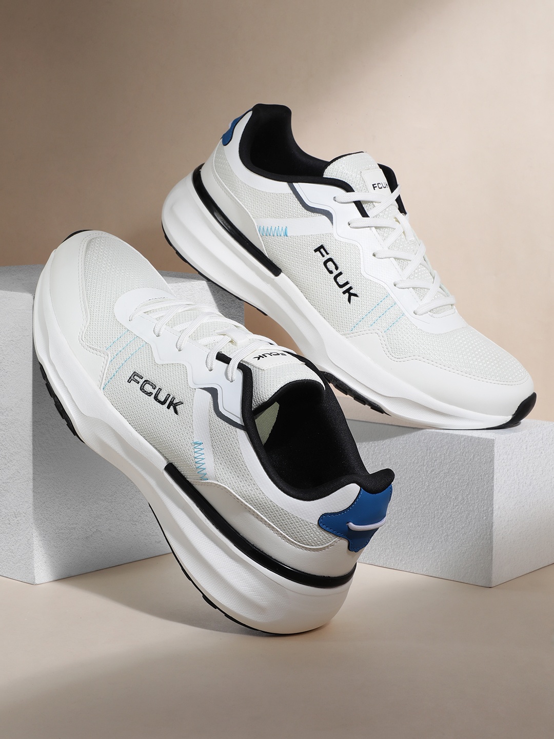

FCUK Men Woven Design Colourblocked Sneakers, White