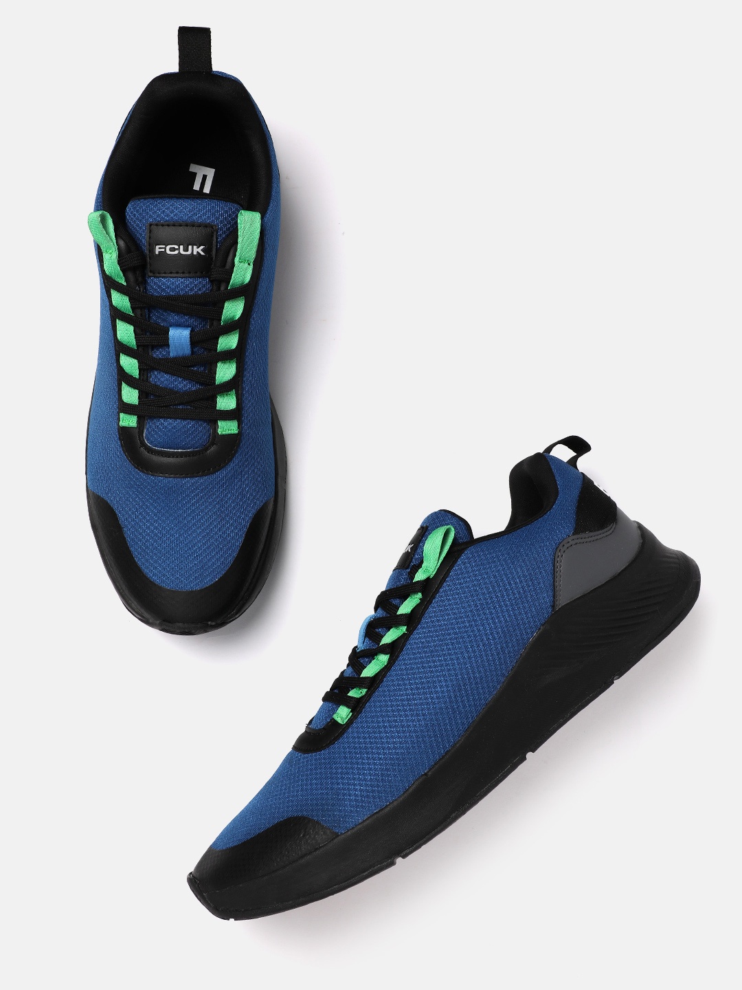 

FCUK Men Woven Design Colourblocked Sneakers, Blue