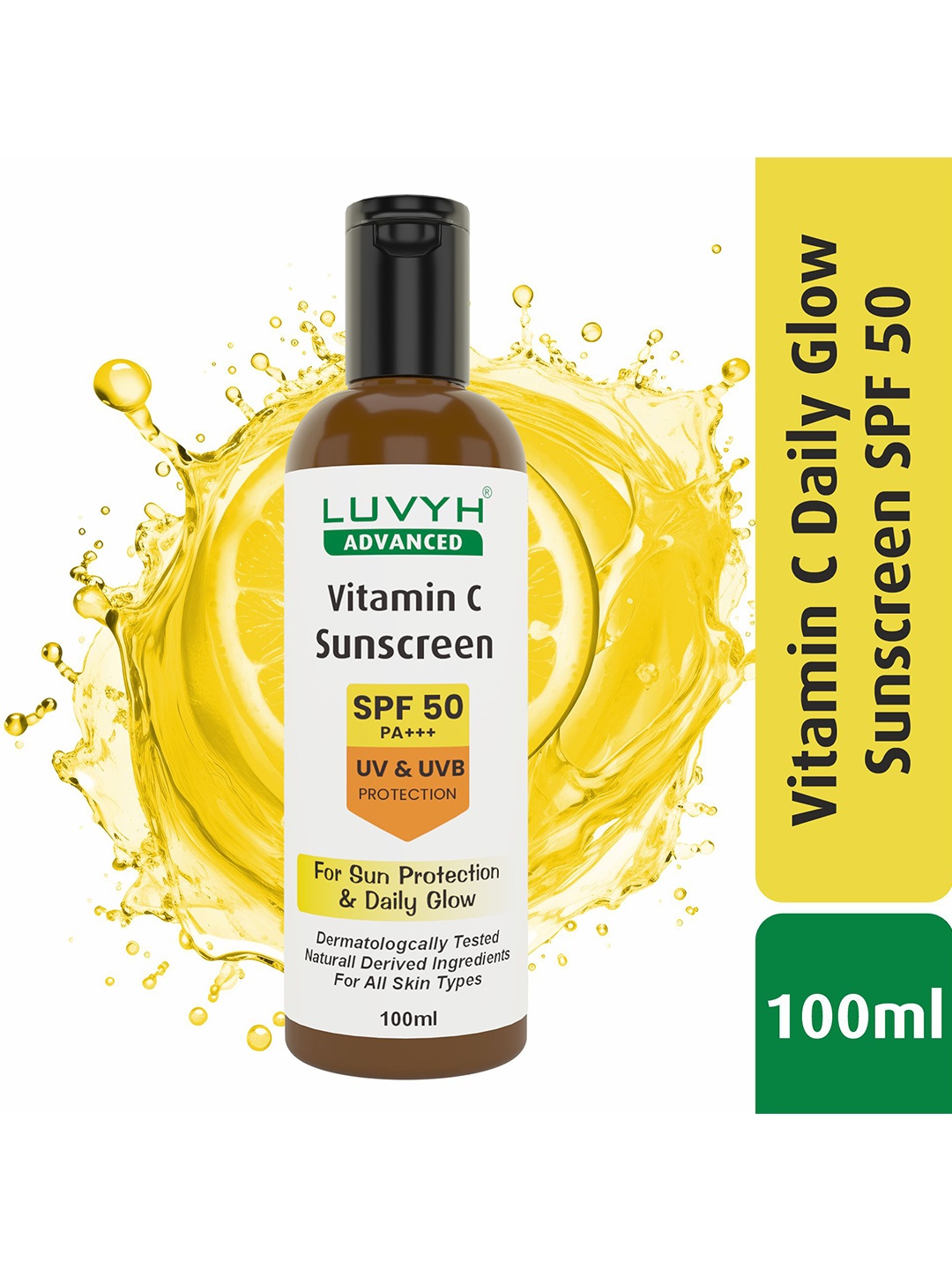 

LUVYH Vitamin C UVA & UVB Protection SPF 50 Sunscreen - 100ml, White