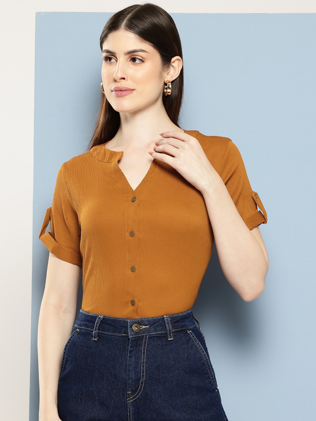 

Chemistry Women Solid Standard Fit Casual Shirt, Mustard