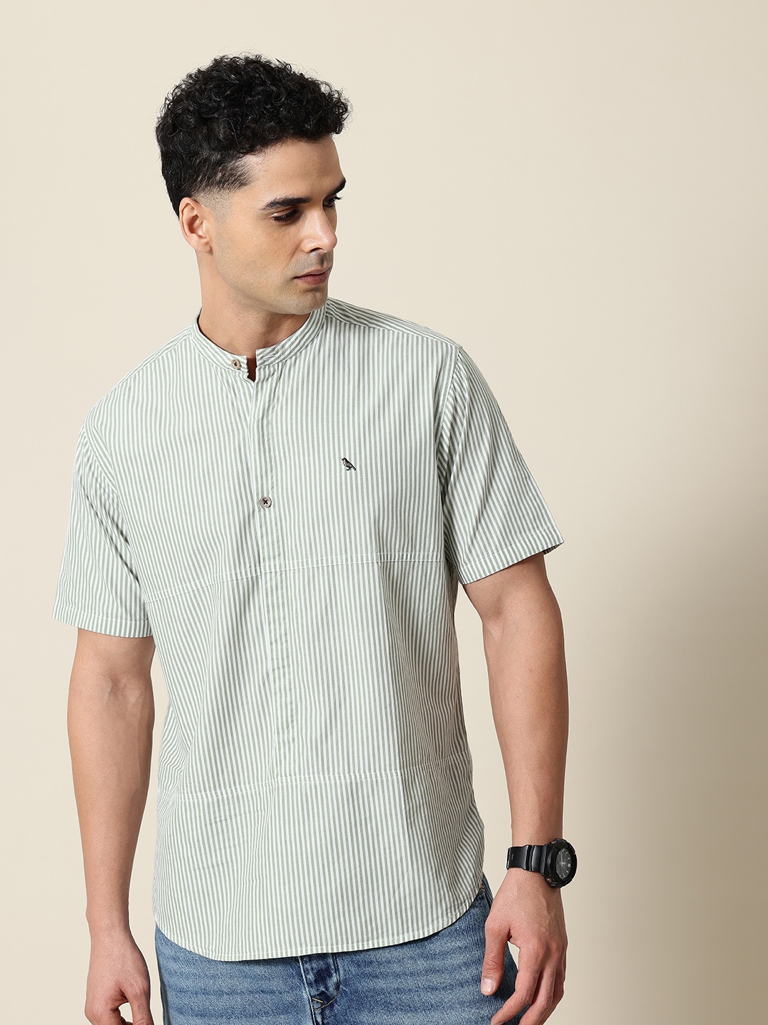 

Mr Bowerbird Men Striped Shirt, Lime green