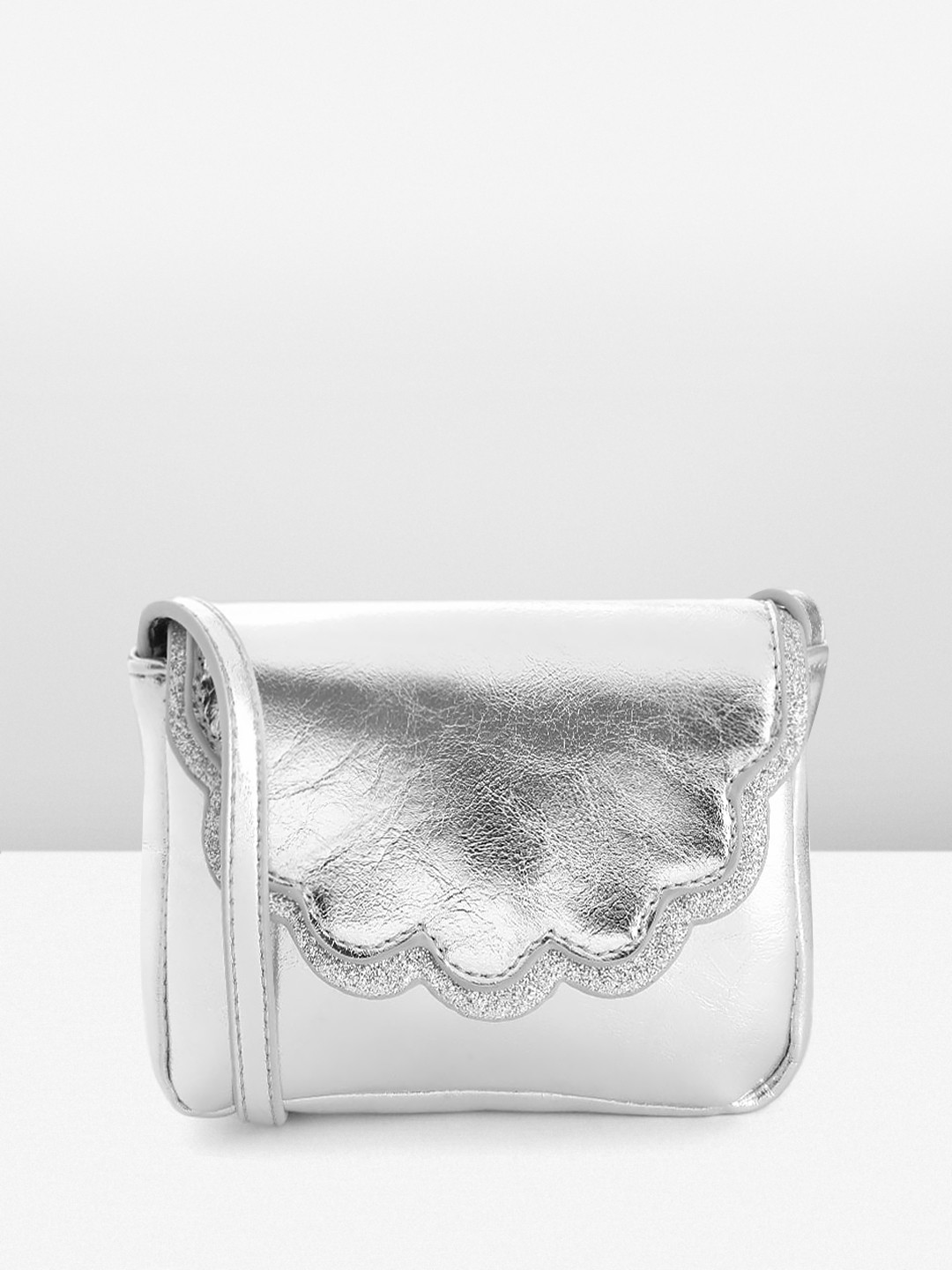 

Mango Kids Girls Structured Sling Bag, Silver