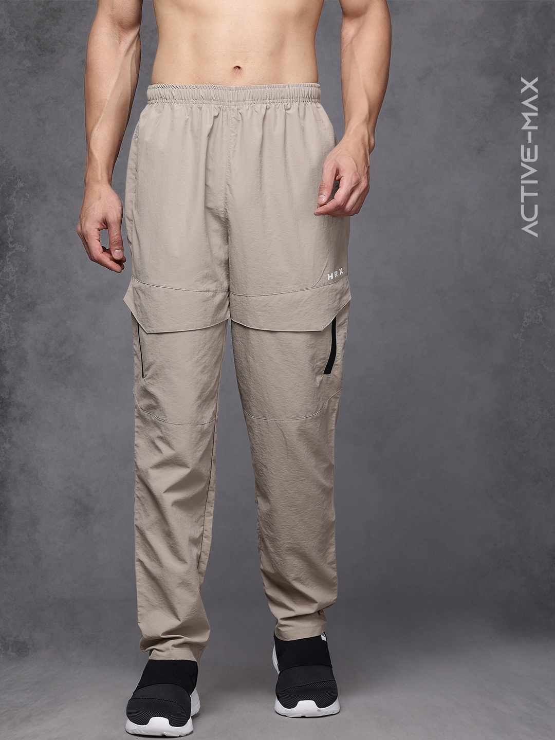 

HRX by Hrithik Roshan Men Rapid-Dry Running Track Pants, Beige