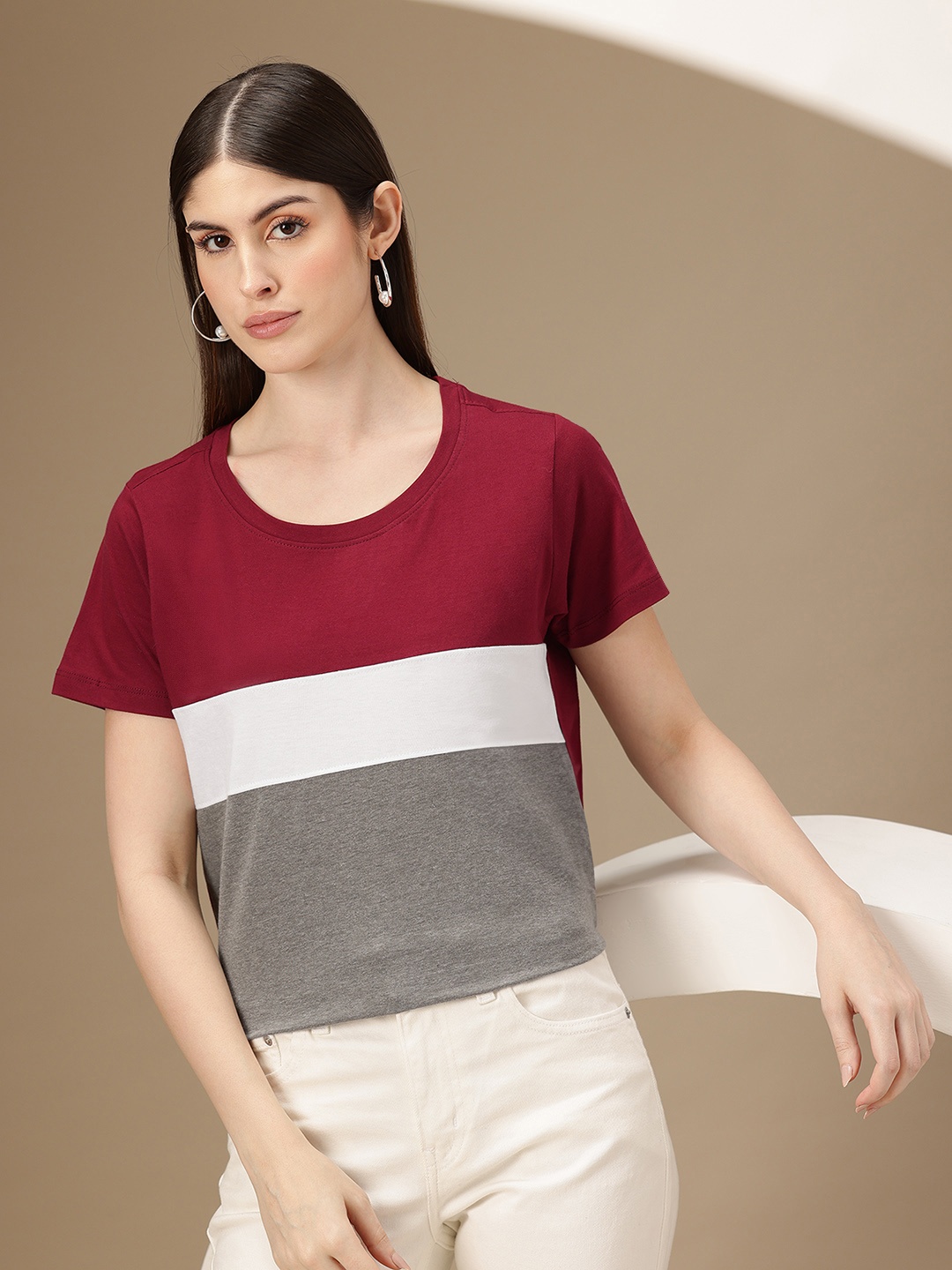 

Chemistry Colourblocked Print T-shirt, Maroon