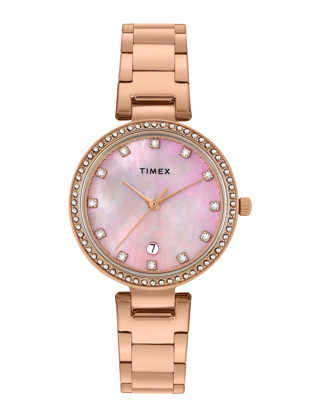 

Timex Women Mother of Pearl Dial Bracelet Style Straps Analogue Watch TWEL187SMU03, Pink