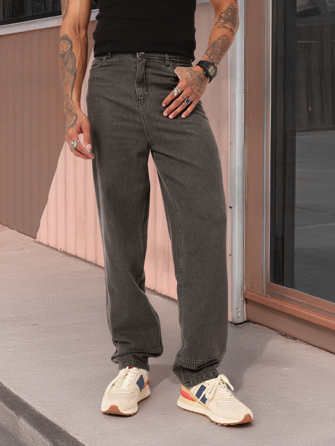 

Kook N Keech Men Urban Cool Relaxed Fit Jeans, Grey
