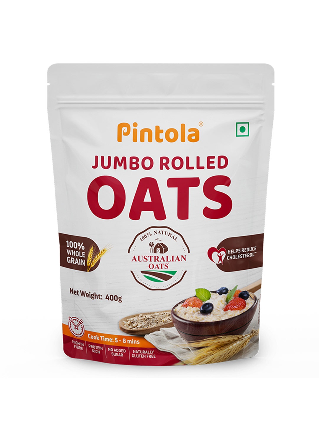 

Pintola Jumbo Natural Whole Grain Rolled Oats- 400g, White
