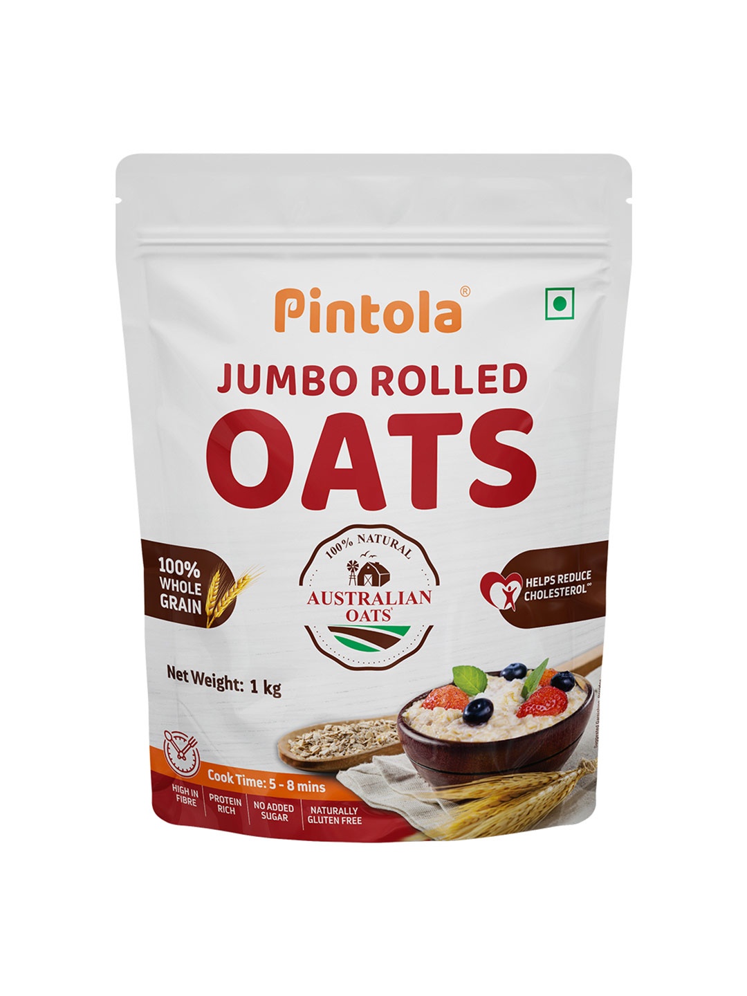 

Pintola Jumbo Natural Whole Grain Rolled Oats- 1Kg, White