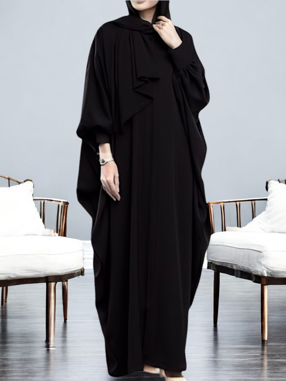 

MUSHKIYA Abaya Burqas With Scarf, Black